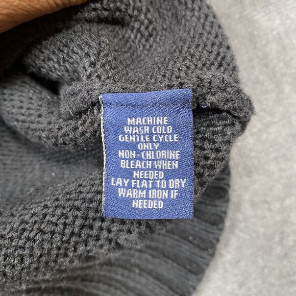 Chaps Womens Black Cable Knit Pullover Sweater Classic V-Neck Size Medium - Picture 5 of 9